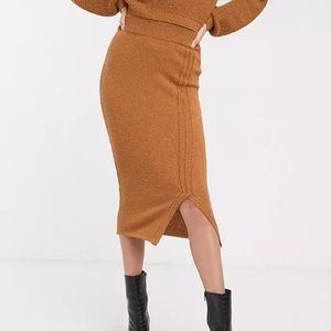 ASOS DESIGN tall knitted midi skirt send yarn